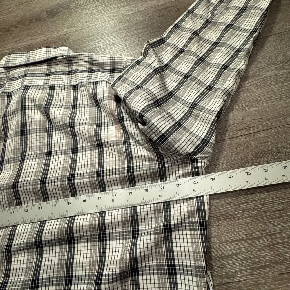 Banana Republic Shirt Men XL Gray Plaid 100% Cotton Grant Fit Preppy Classiccore